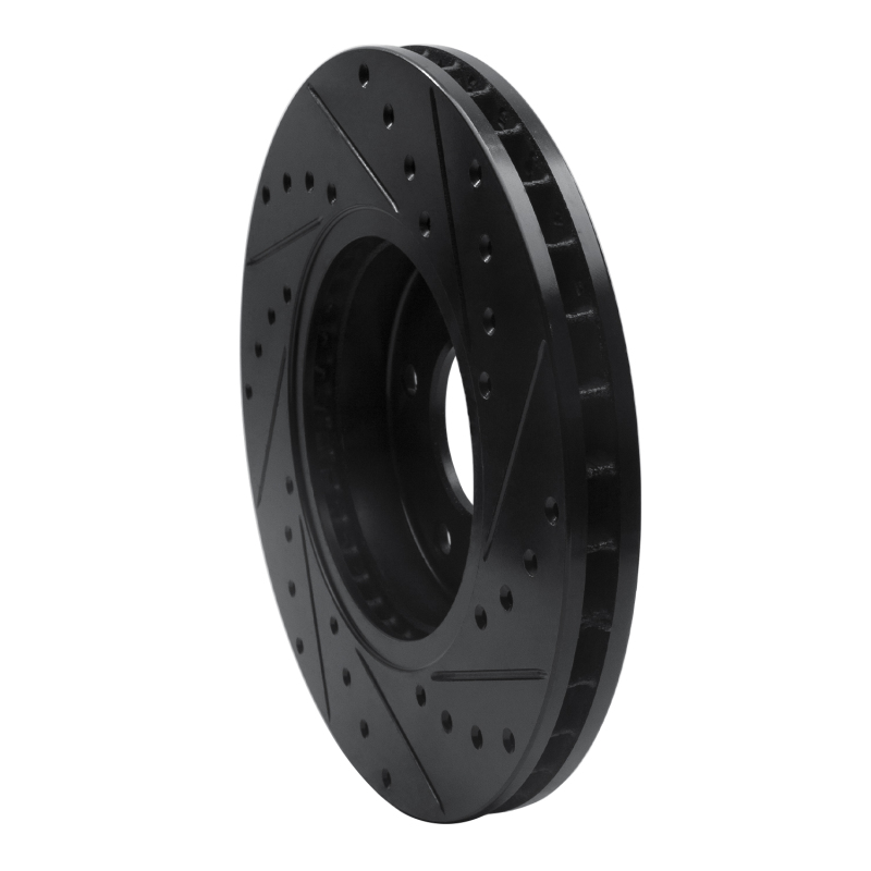 Jaguar XJR Brake Rotor (1) - Front Left - R1 Concepts - Drilled & Slotted - Black - `97-`03